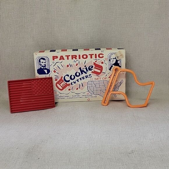 Vintage Patriotic Cookie Cutters Set of 4 Lincoln Washington Eagle USA - Picture 1 of 6